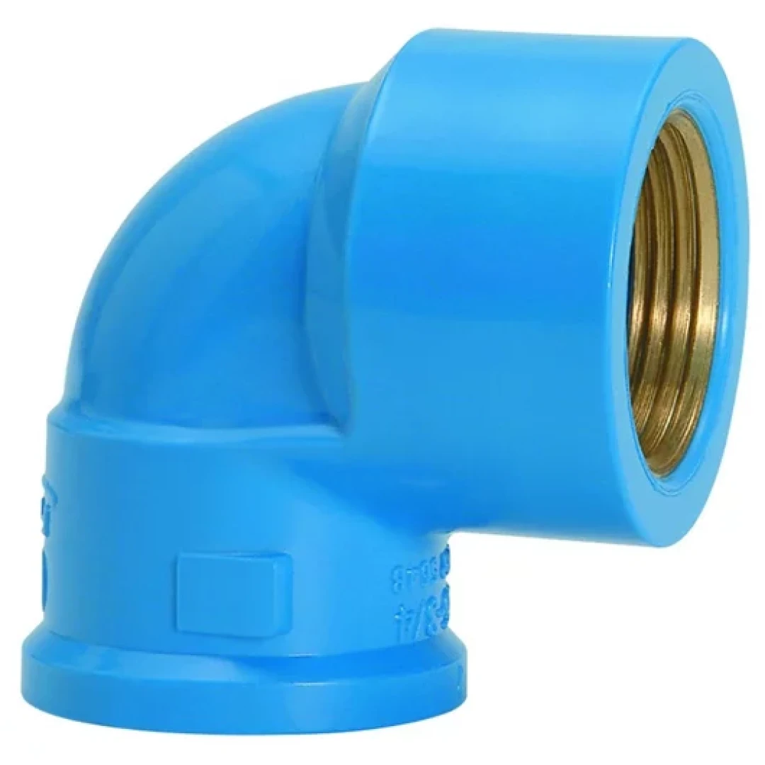 Joelho 25Mm X 3/4 90° Azul Com Bucha Latão Amanco