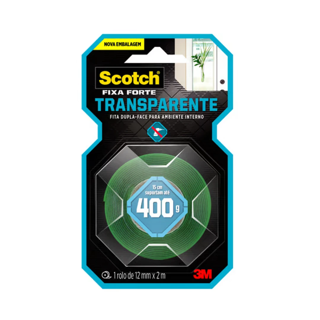 Fita Dupla Face 3M Fixa Forte Scotch 12Mm 400g