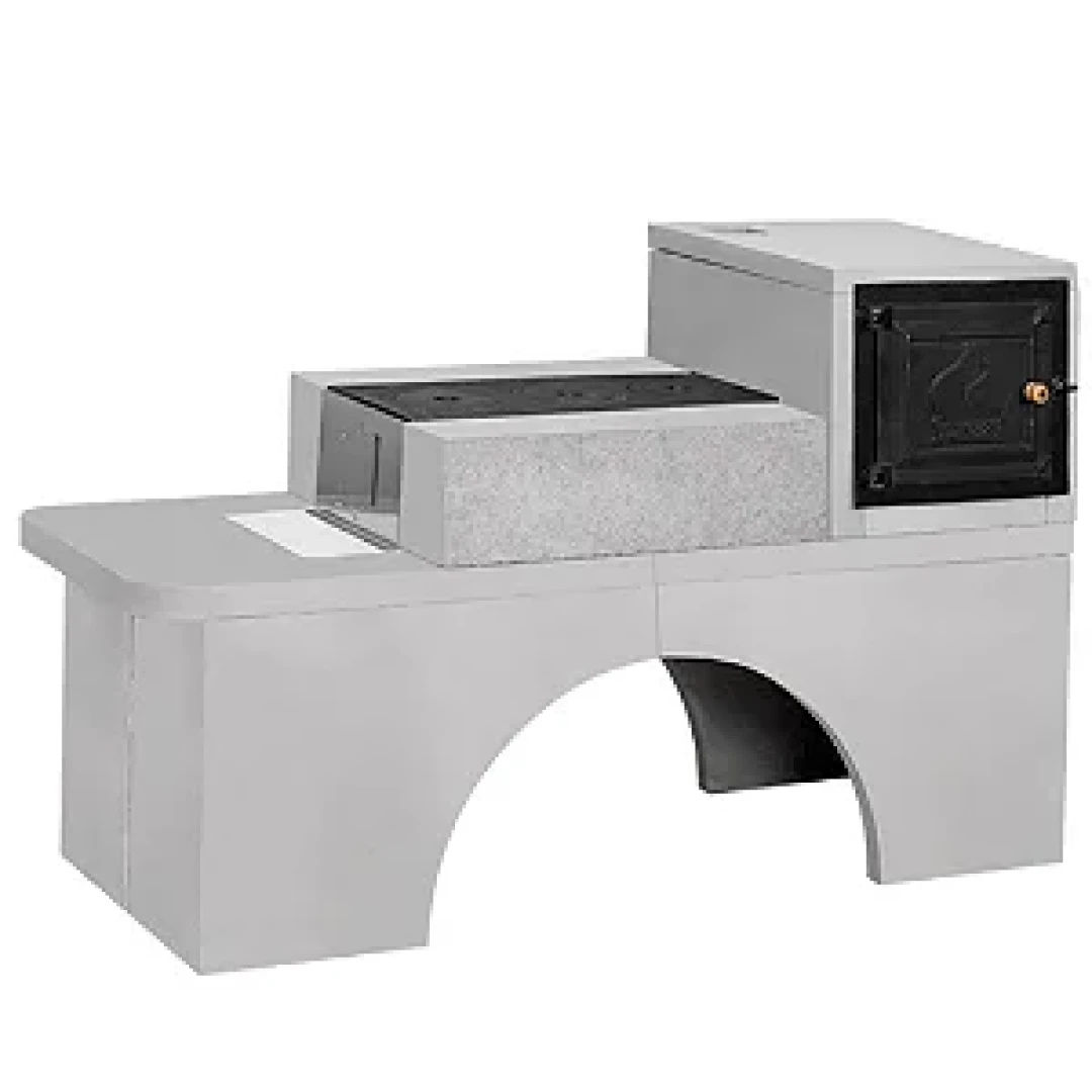 Fogao Concreto 3 Bocas Com Forno Ferro Fundido