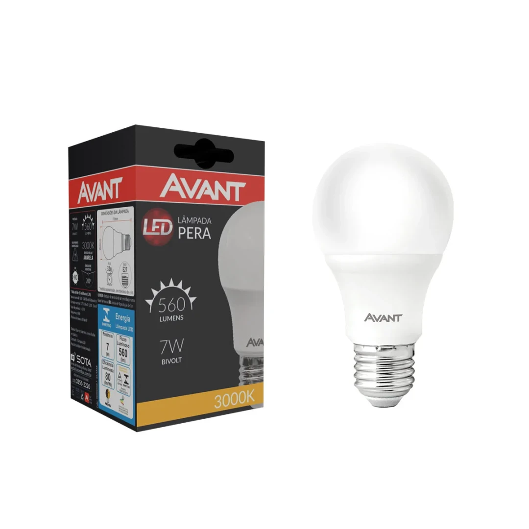 Lampada Led Pera Luz Amarela 3000K 7W Bivolt Avant