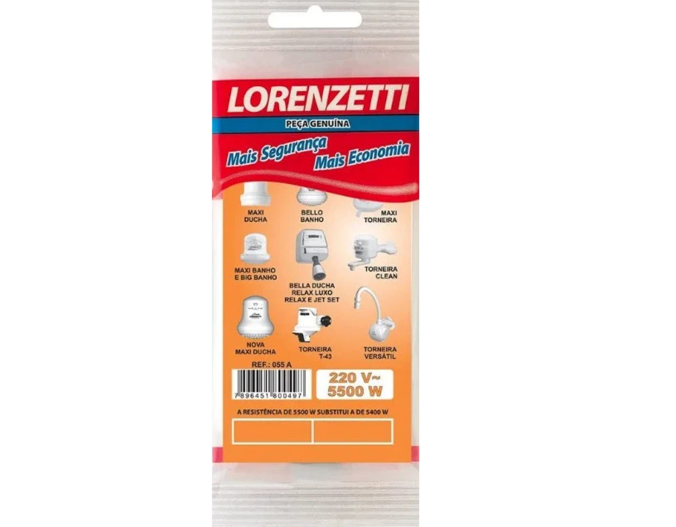 Resistencia Maxi Ducha Lorenzetti 220V 5500W 055-A