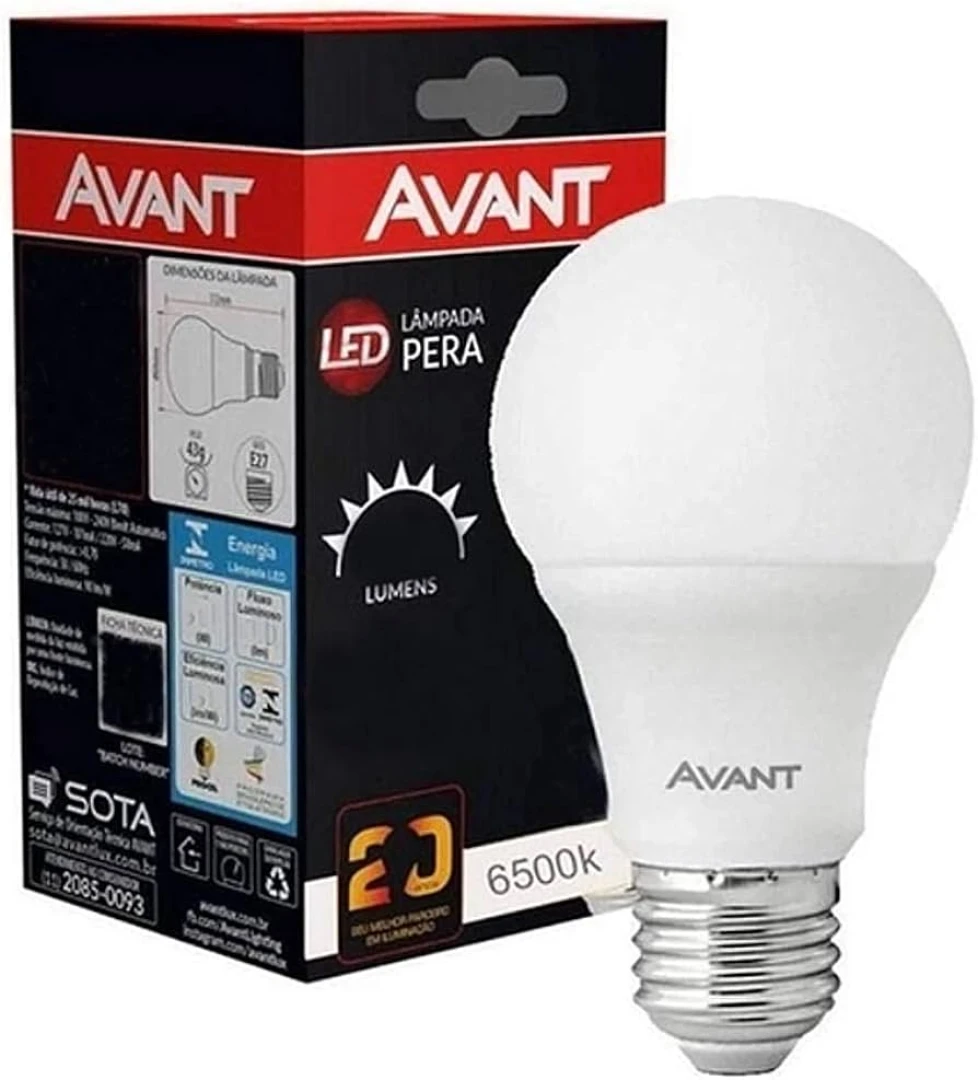 Lampada Led Pera Luz Branca 6500K 15W Bivolt Avant