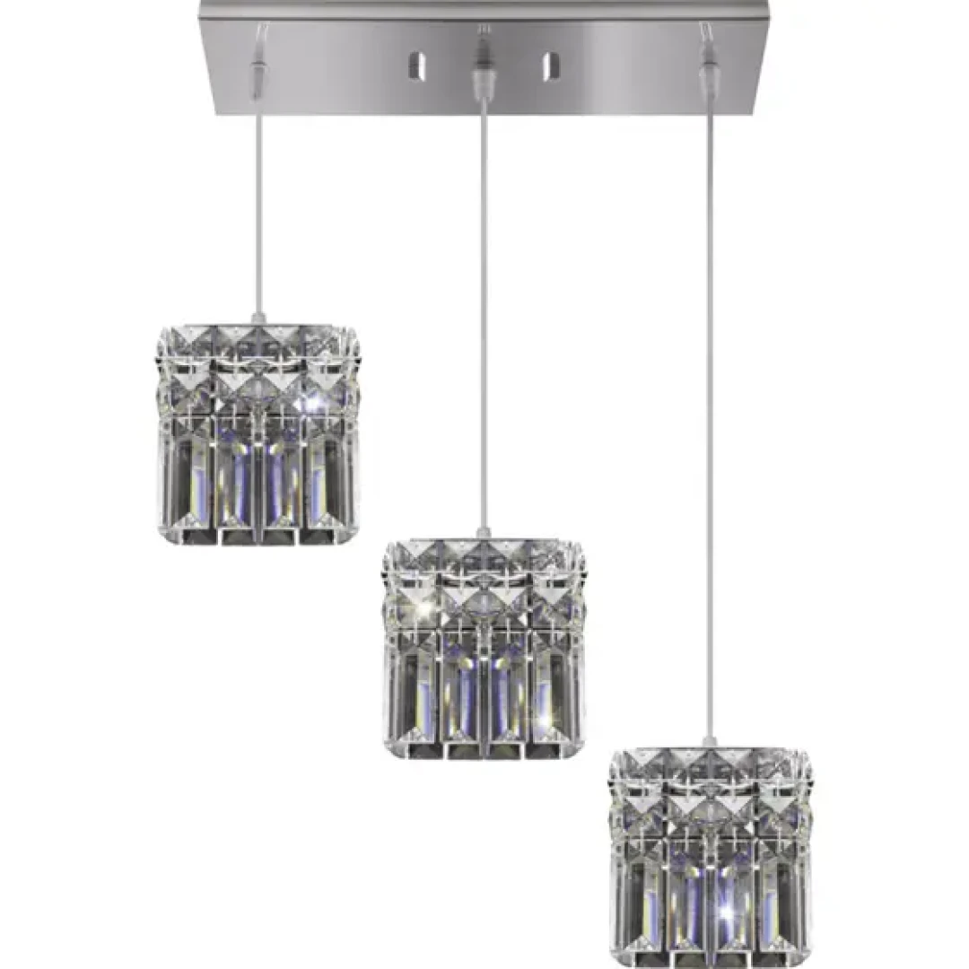 Pendente Paris Cristal Qd 12X42Xh12,5Cm 3 Luzes G9