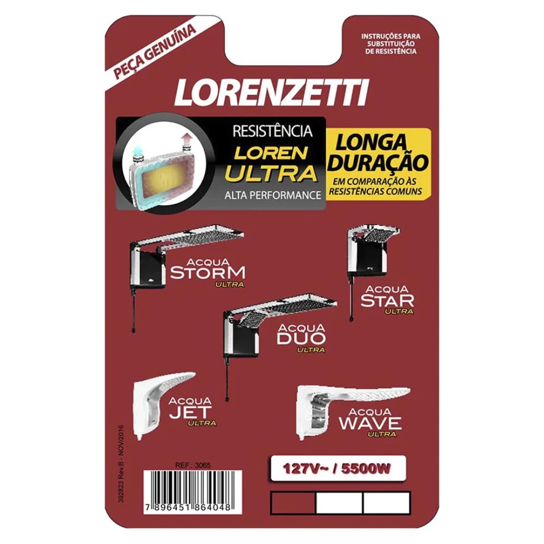 Resistencia Ducha Acqua Ultra Lorenzetti 127V 5500W 3065