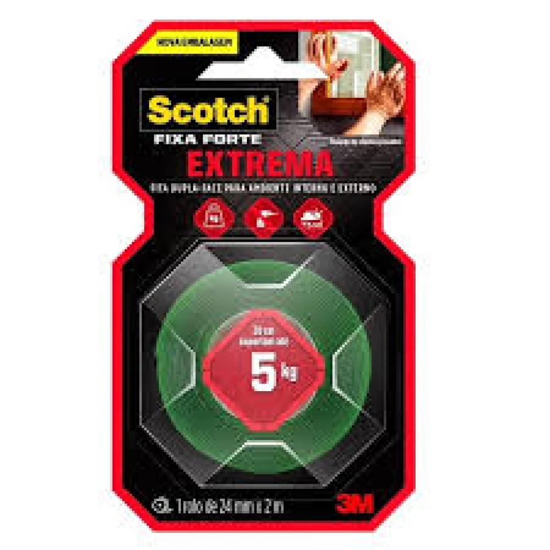 Fita Dupla Face 3M Fixa Forte Scotch 24Mm 5Kg