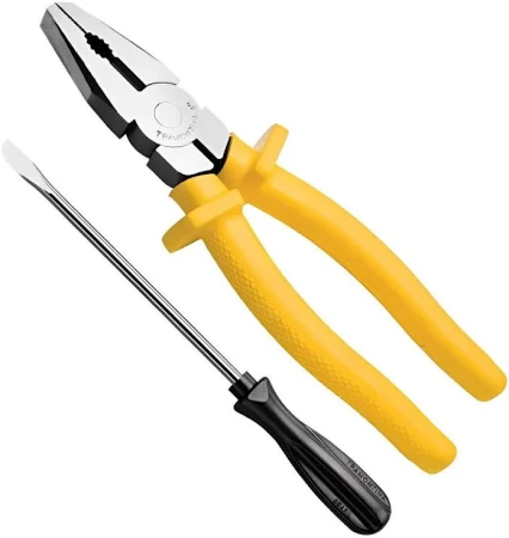 Kit De Duas Ferramentas - Com 1 Alicate 8 + 1 Chave De Fenda Ponta Chata 1/8X3 Tramontina