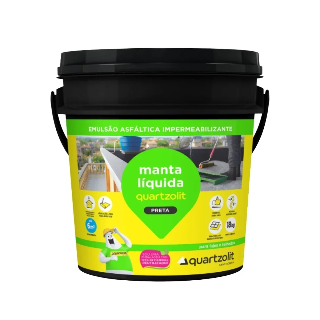 Manta Liquida Preta Balde Quartzolit 18Kg