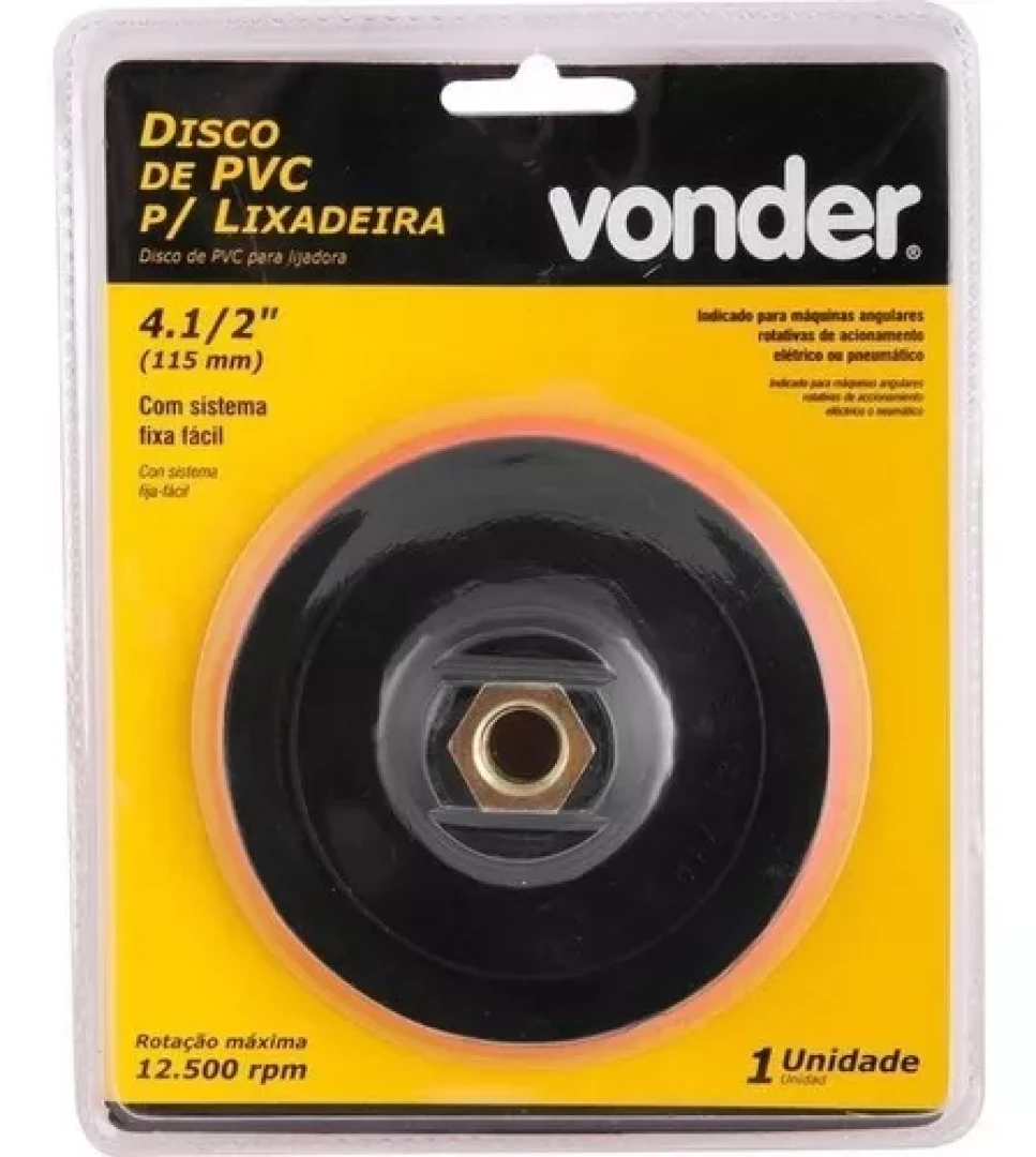 Disco de Pvc 4.1/2 Com Velcro Para Lixadeira Vonder