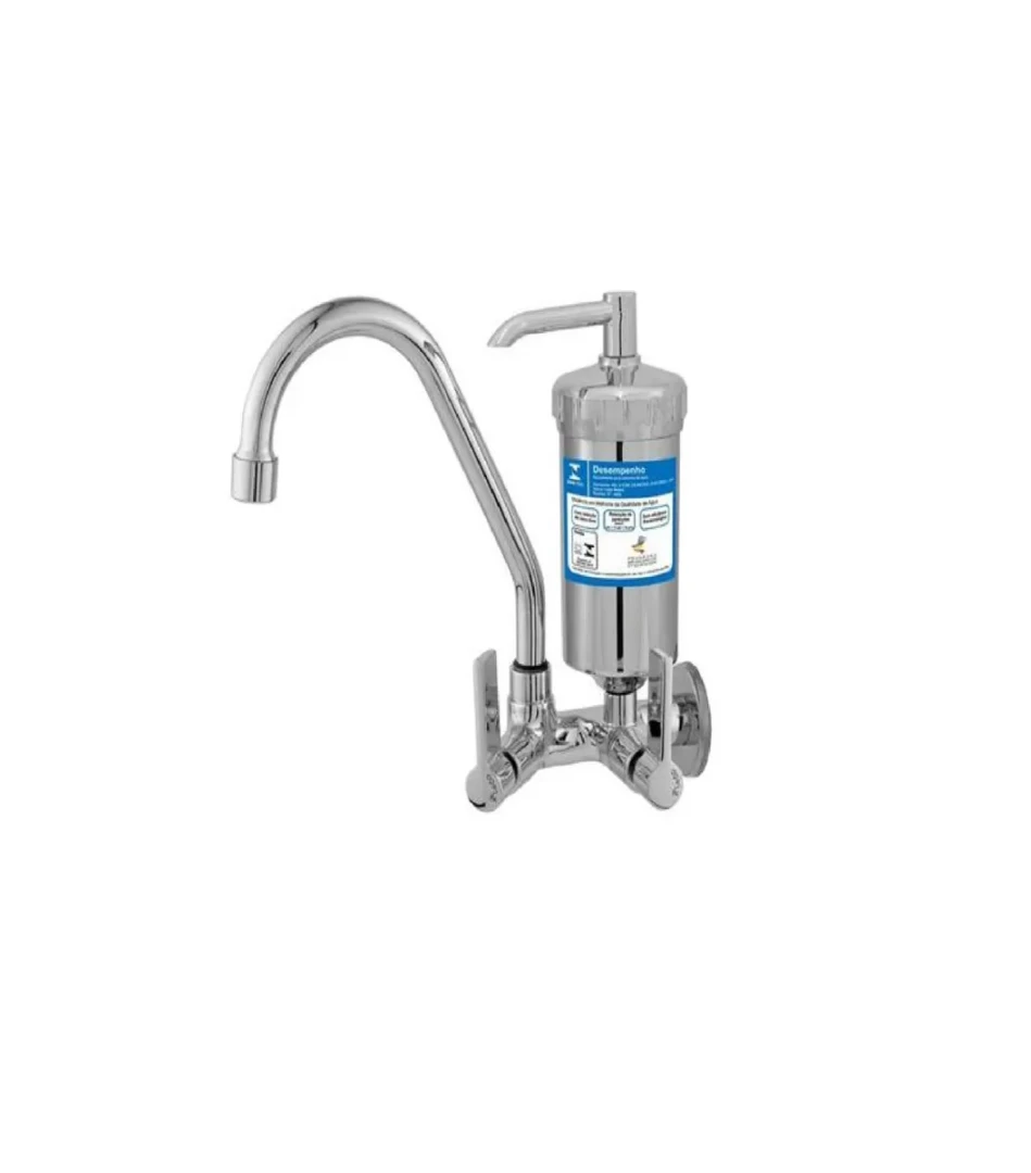 Torneira Cozinha Parede Bica Alta Com Filtro 1/4 Volta 1/2 C17 2172