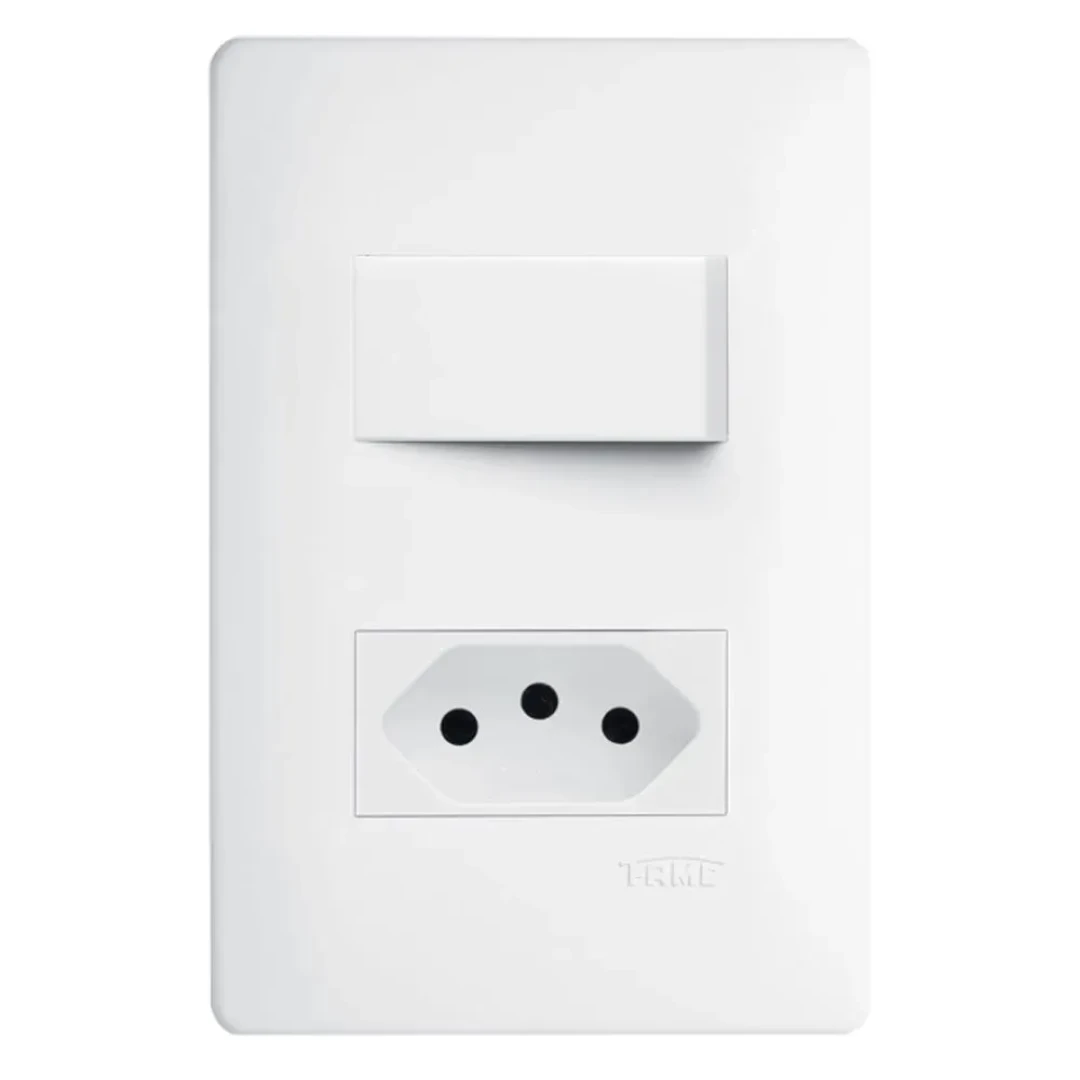 Interruptor Simples E Tomada 2P+T 10A 250V Habitat Fame 2100