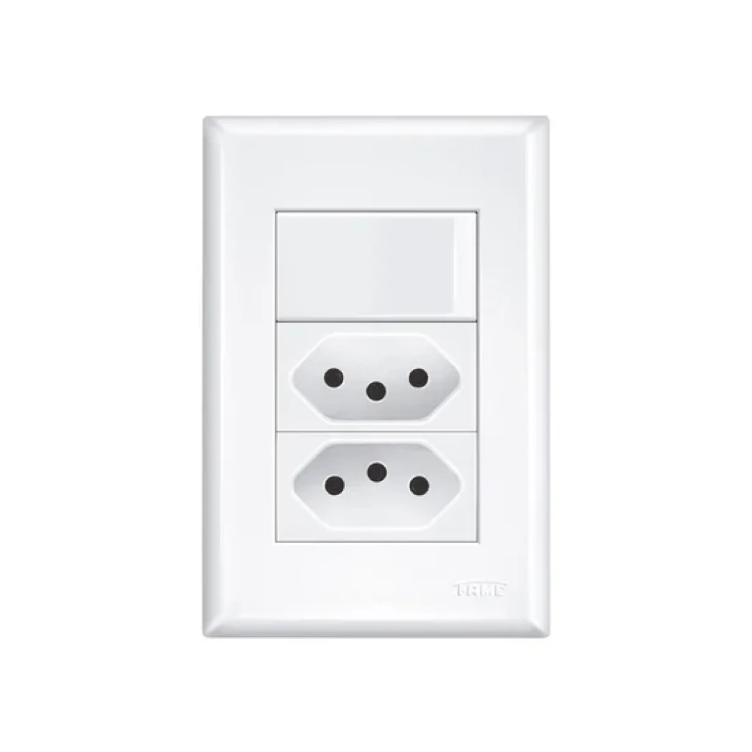 Interruptor Simples E Tomada Dupla 2P+T 20A Evidence Fame 3534