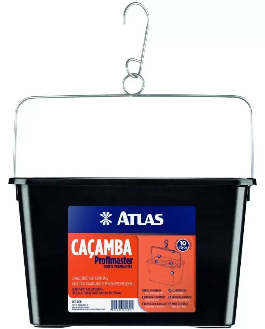Cacamba Para Pintura Preta 10L Atlas