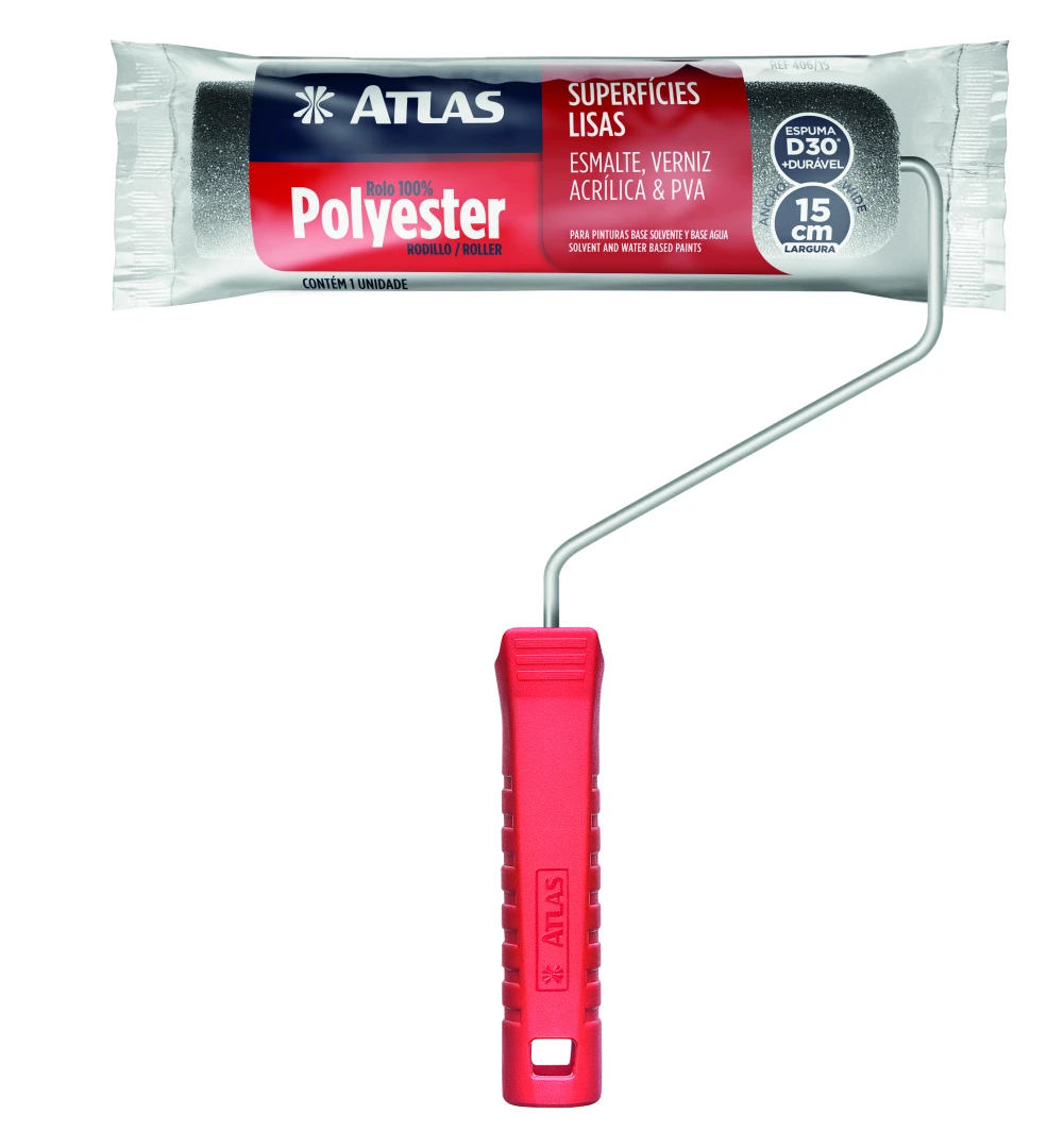 Rolo De Pintura De Espuma Cinza Atlas 9Cm