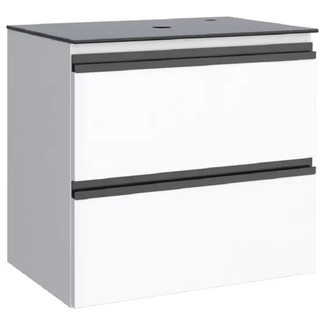 Toucador De Aço Gaia Sem Cuba 60Cm Branco Puxador Preto Cozimax