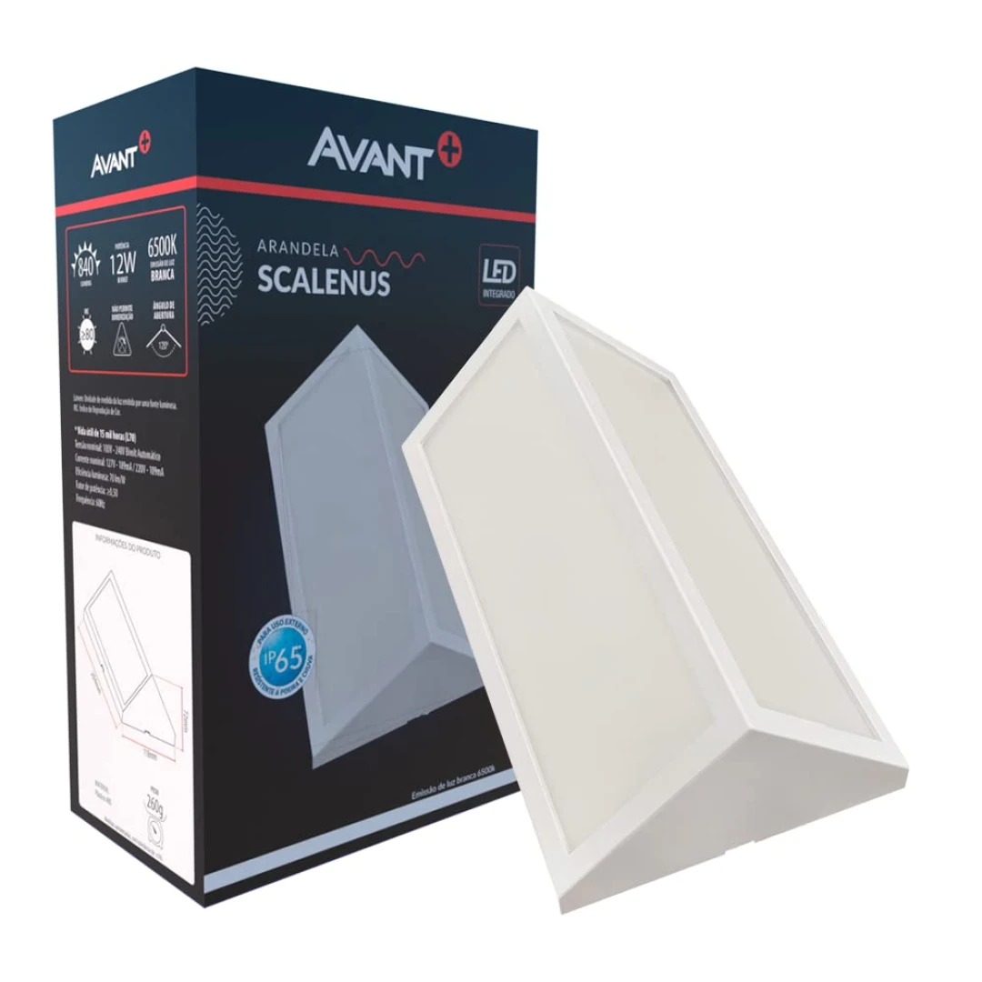 Arandela Led Scalenus Luz Branca 6500K 12W Branco Fosco Bivolt Avant