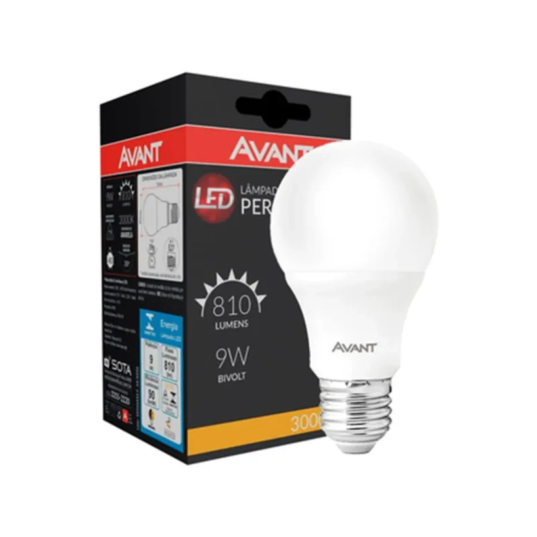 Lampada Led Pera Luz Amarela 3000K 9W Bivolt Avant