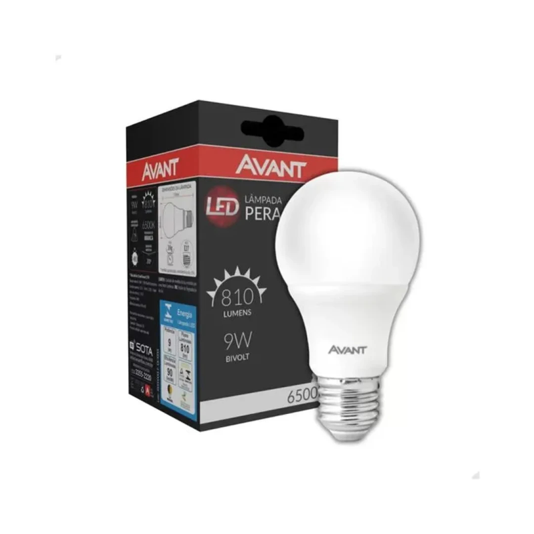 Lampada Led Pera Luz Branca 6500K 9W Bivolt Avant