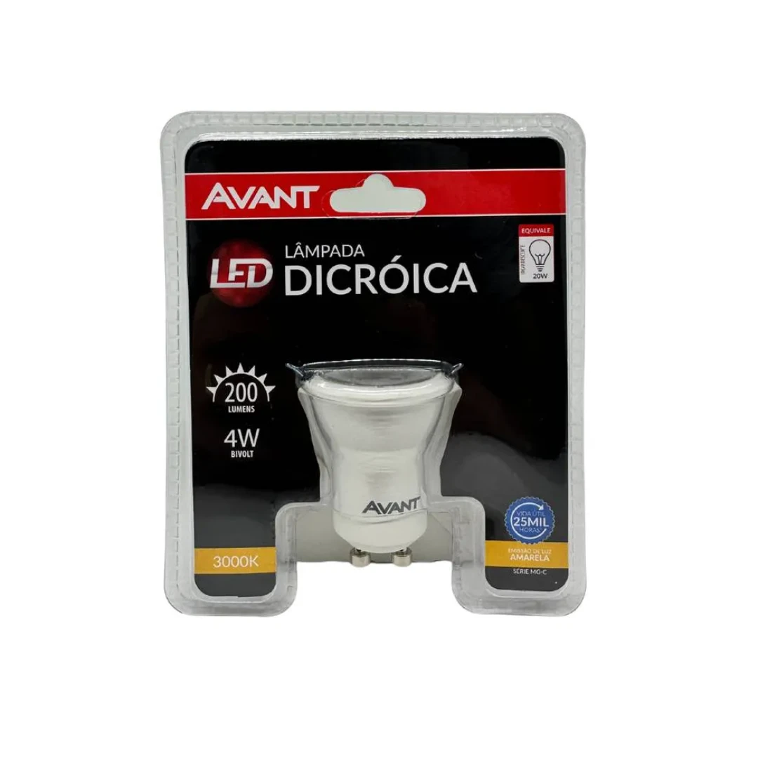 Lampada Dicroica Led Mr11 Gu10 Luz Amarela 3000K 4W Bivolt Avant
