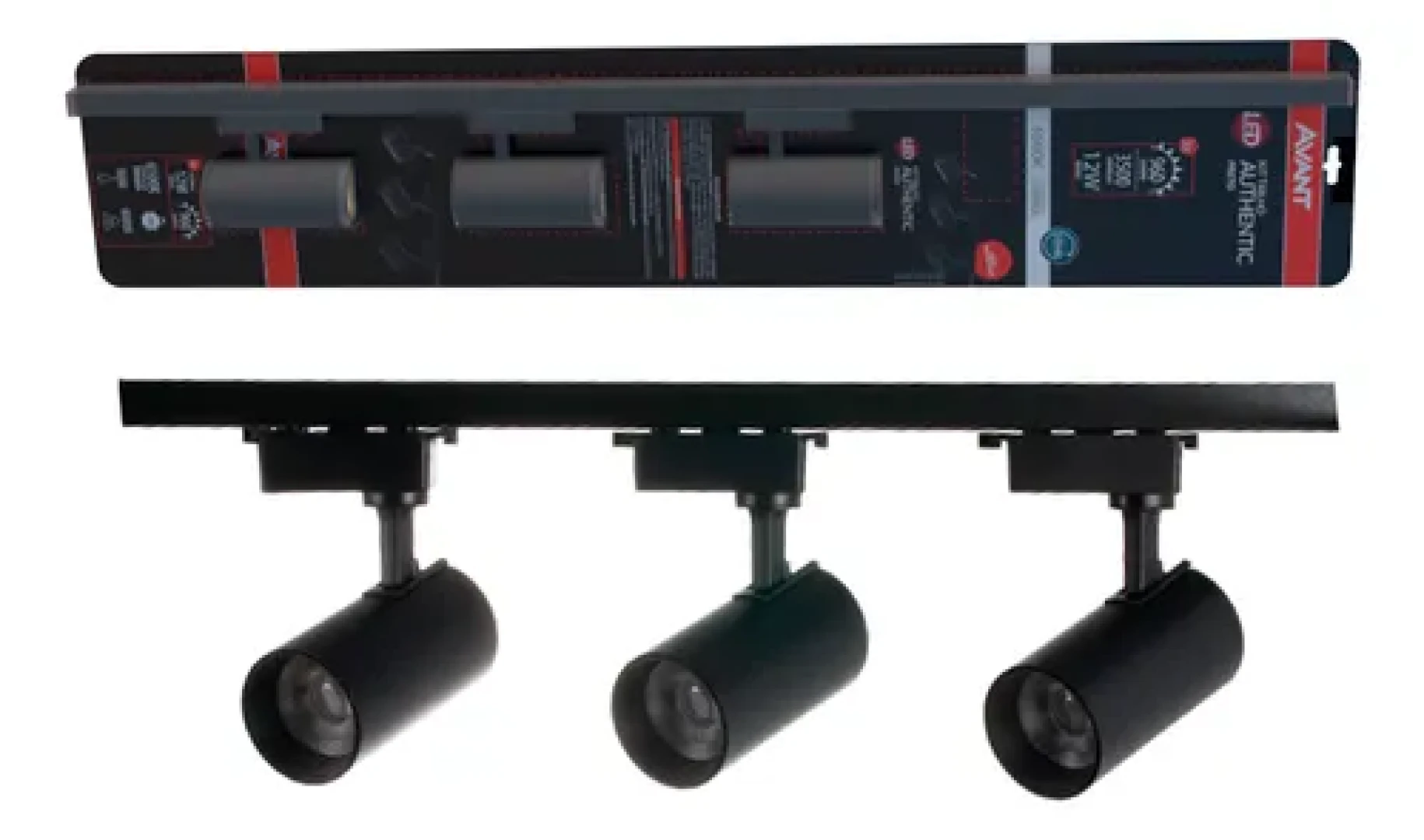 Kit Trilho Authentic T1 Preto Luz Branca 6500K 12W Bivolt Avant