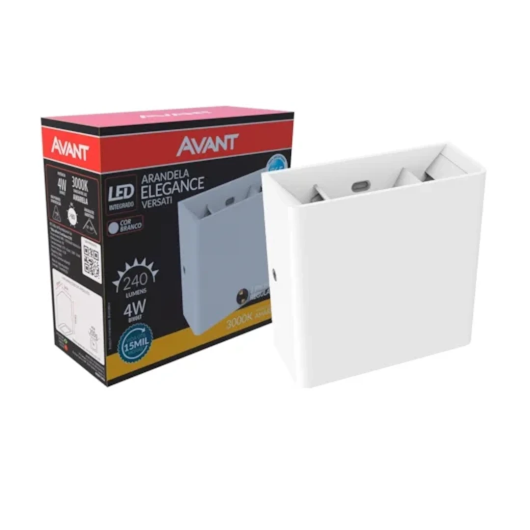 Arandela Led Elegance Branca Luz Amarela 3000K 4W Biv Avant