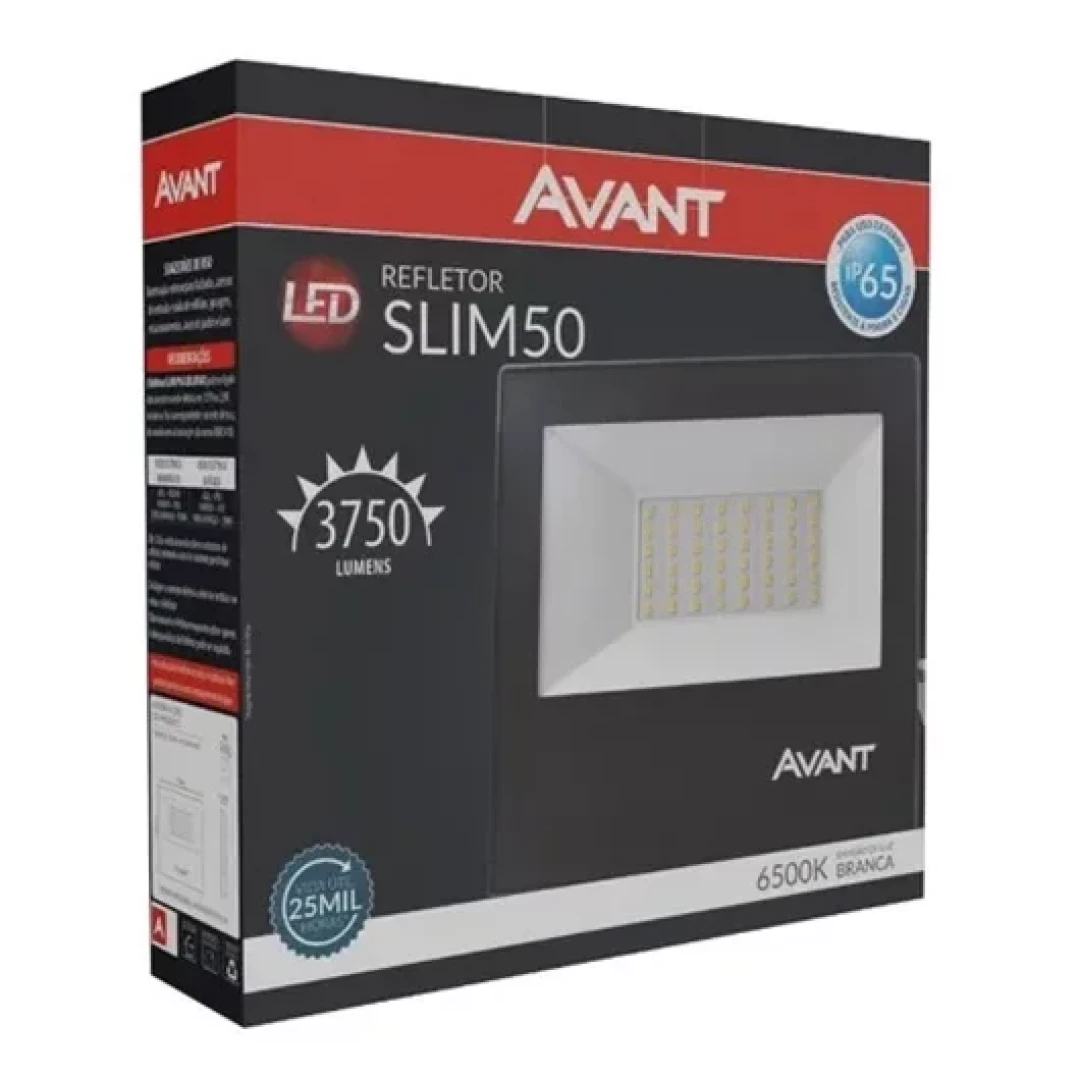 Refletor Led Slim50 Luz Branca 6500K Bivolt 3750 Avant