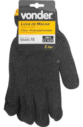 Luva Poliester/Pu Preta Tam.10 Vonder