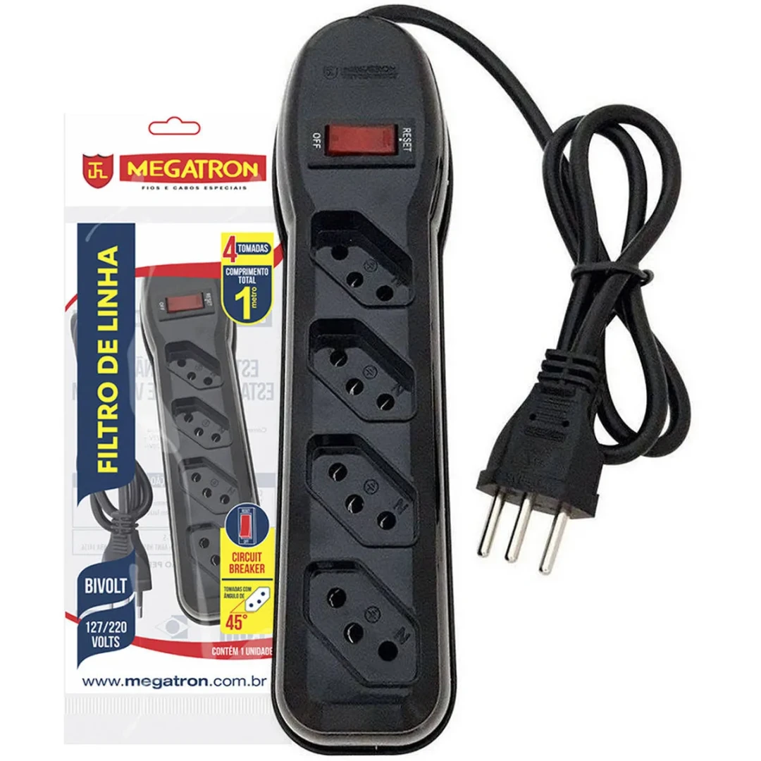 Filtro de linha 4 tomadas bivolt megatron