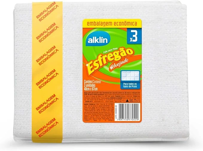 Pano de chao esfregao alvejado 40x67 com 3 unidades