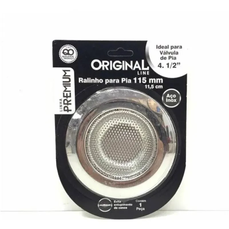 Ralo de pia aço inox 115mm 4x1/2