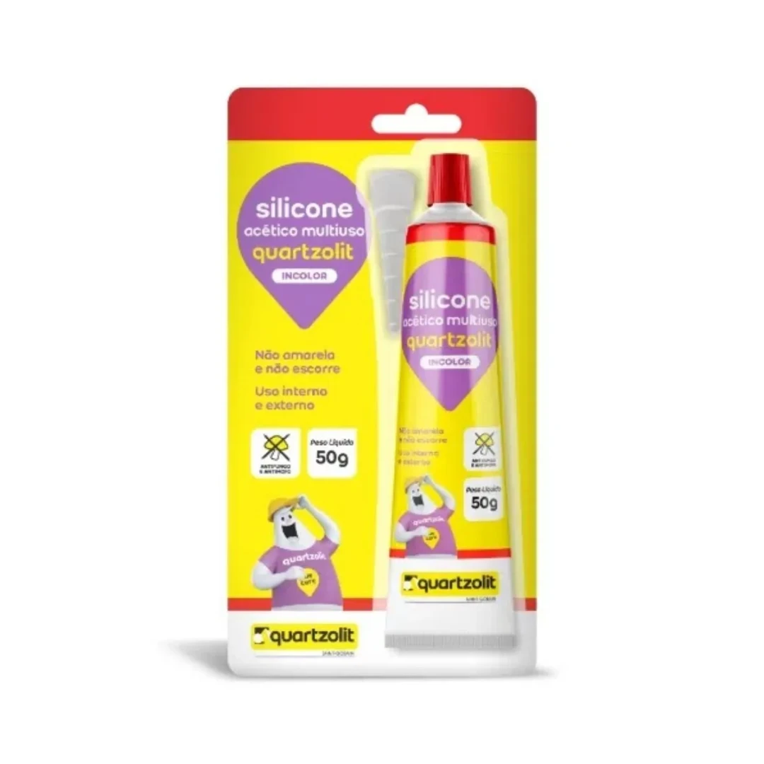 Silicone acetico multiuso incolor bisnaga 50g quartzolit