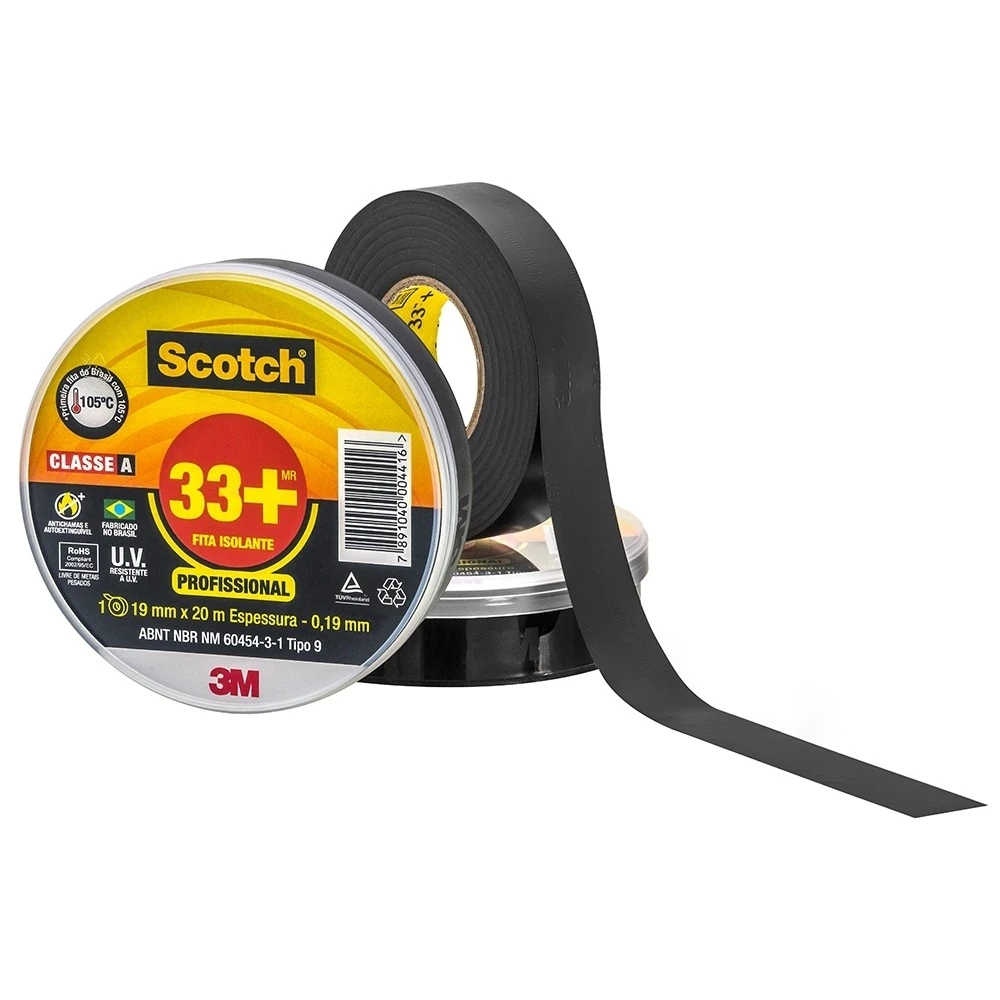 Fita isolante profissional 3m scotch 19x20 metros