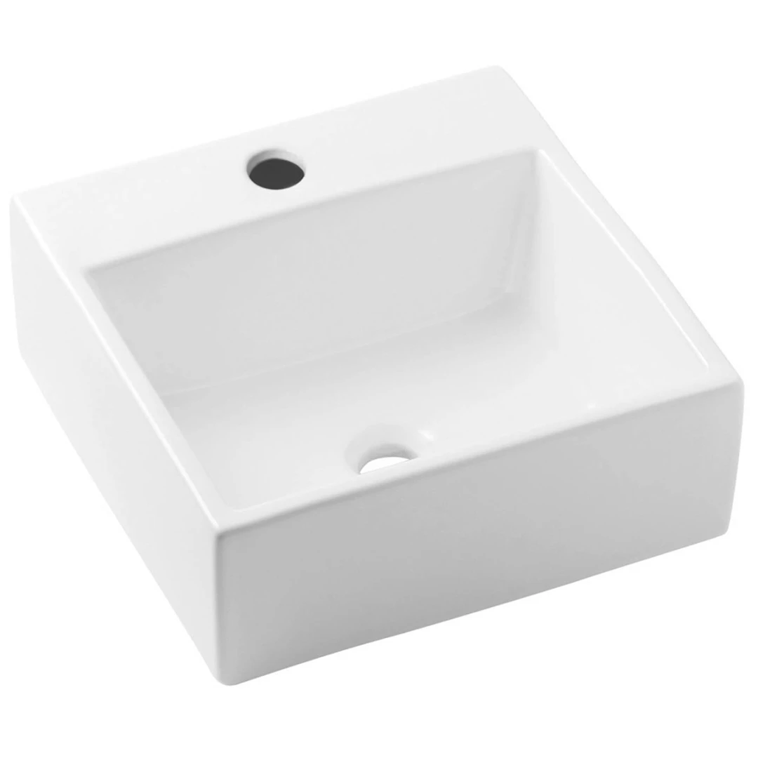 Cuba de apoio quadrada com mesa basic q6 branco celite 35x35cm