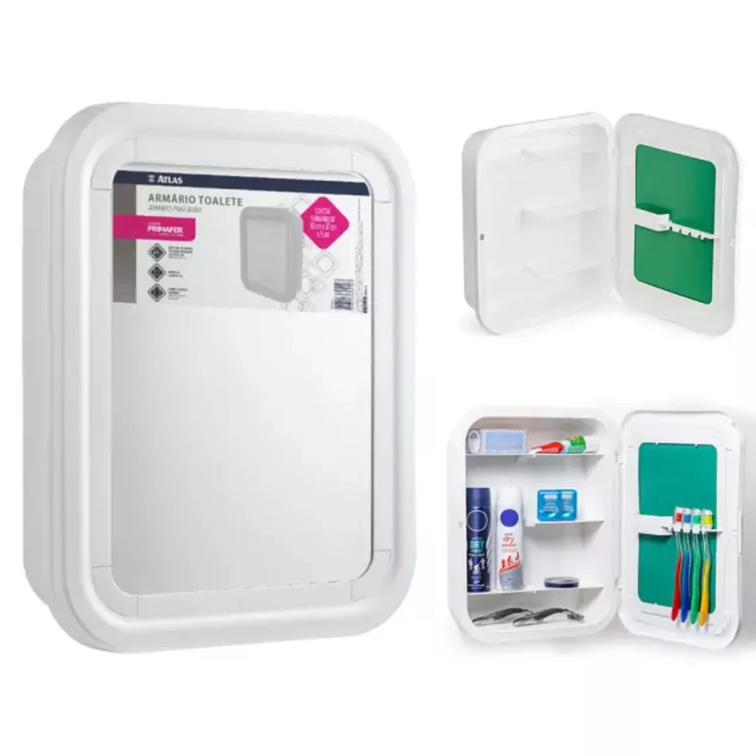 Armario banheiro toalete 30x37x9cm plastico branco atlas