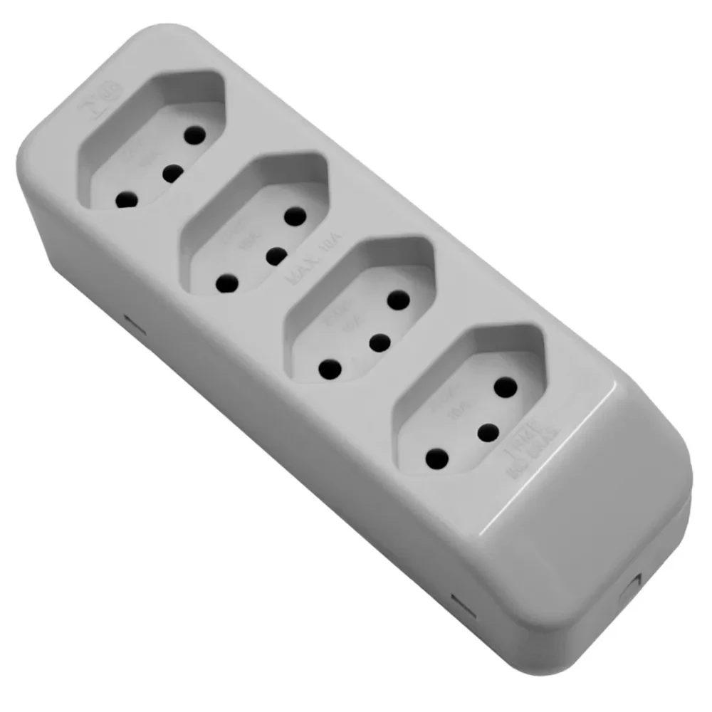 Tomada multipla 2p+t quadrupla 10a cinza fame 2701