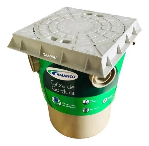 Caixa de gordura pvc com tampa e cesto 300mm amanco