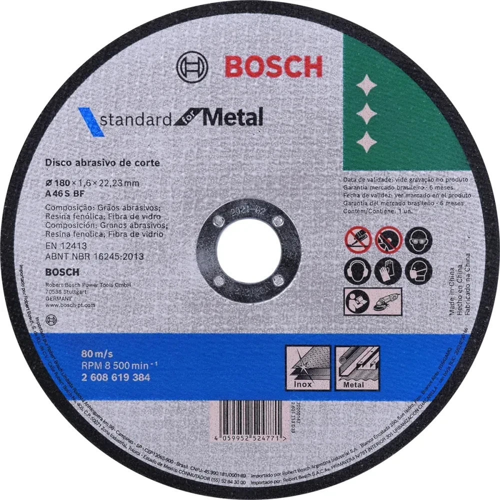 Disco de corte para inox e metal 4.1/2 bosch