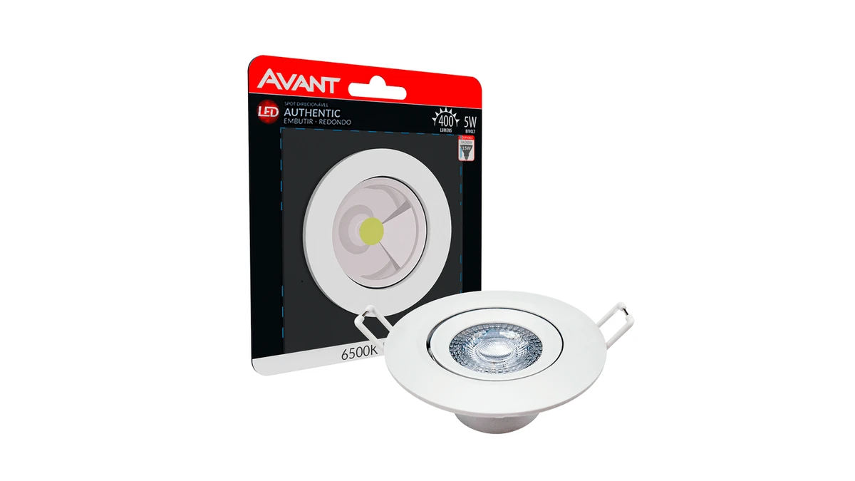 Spot Led Embutir Redondo Luz Branca 6500k 5w Biv Avant