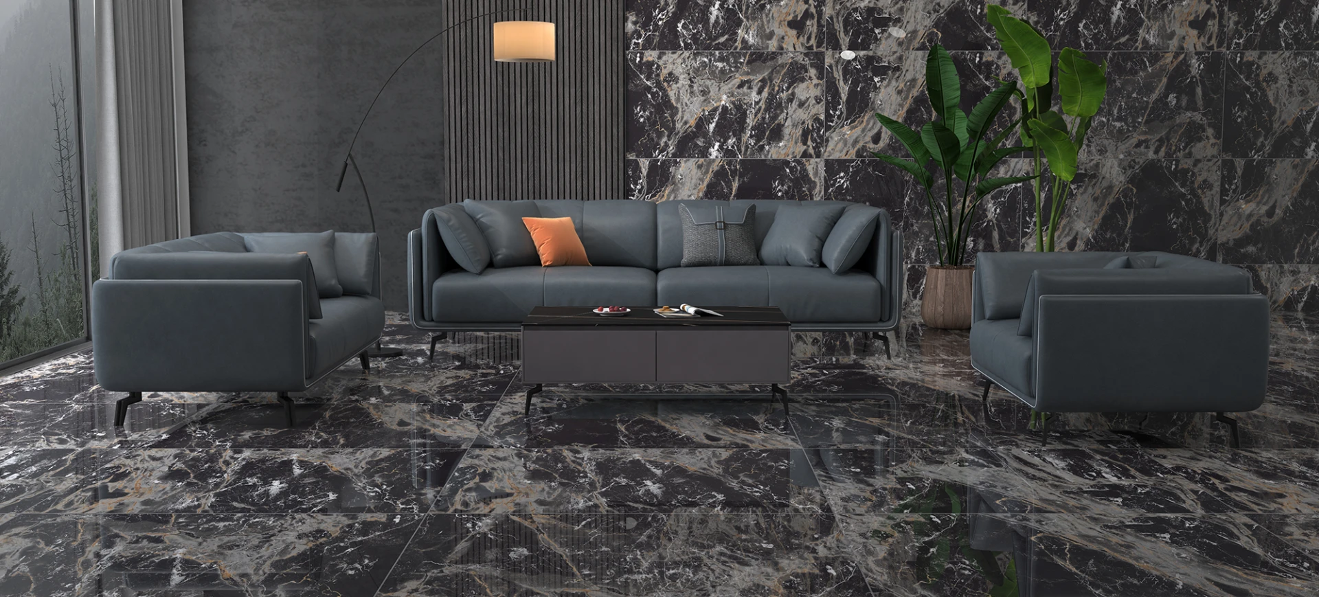 Piso Damasco Dark 70x120 Polido Rt Durag Cx 2,52m2